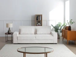 Sofá cama de 3 plazas convertible en terciopelo beige FINORO