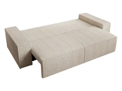 Sofá cama de 4 plazas convertible de pana color beige AMELIA