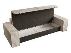 Sofá cama de 4 plazas convertible de pana color beige AMELIA