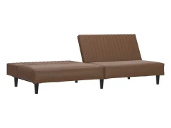 Sofá cama de 2 plazas cuero sintético marrón