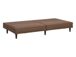 Sofá cama de 2 plazas cuero sintético marrón