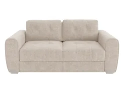 Sofá cama de 3 plazas de apertura rápida de tela beige. Cama de 140 cm - Colchón de 22 cm BOLIPO