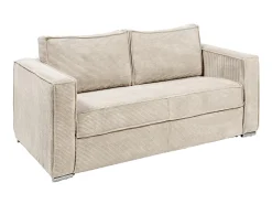 Sofá cama de 3 plazas de apertura rápida de pana beige LORETO