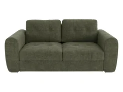 Sofá cama de 3 plazas de apertura rápida de tela verde - Cama de 140 cm - Colchón de 14 cm BOLIPO