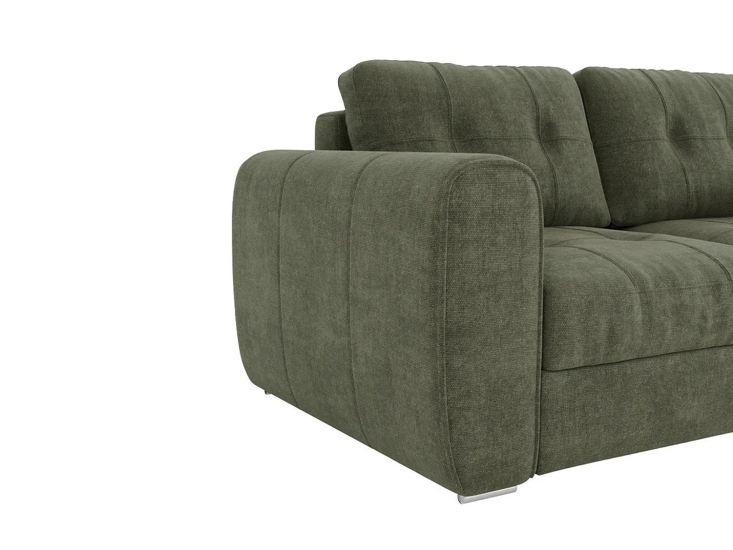 Sofá cama de 3 plazas de apertura rápida de tela verde - Cama de 140 cm - Colchón de 14 cm BOLIPO