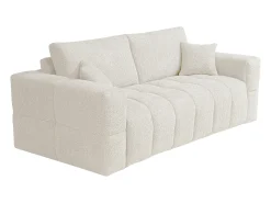 Sofá cama de 3 plazas de apertura rápida Tela bouclé beige colchón de 13 cm ISSORO