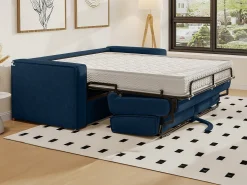 Sofá cama de 3 plazas de apertura rápida de pana beige LORETO
