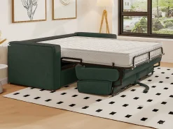Sofá cama de 4 plazas de pana color beige LORETO