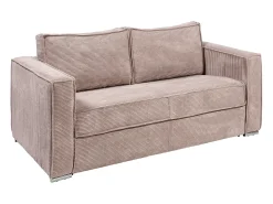 Sofá cama de 3 plazas de pana en rosa - 140 cm - Colchón de 18 cm LORETO