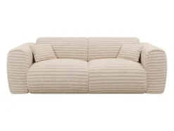 Sofá cama de 3 plazas de pana beige POGNIA