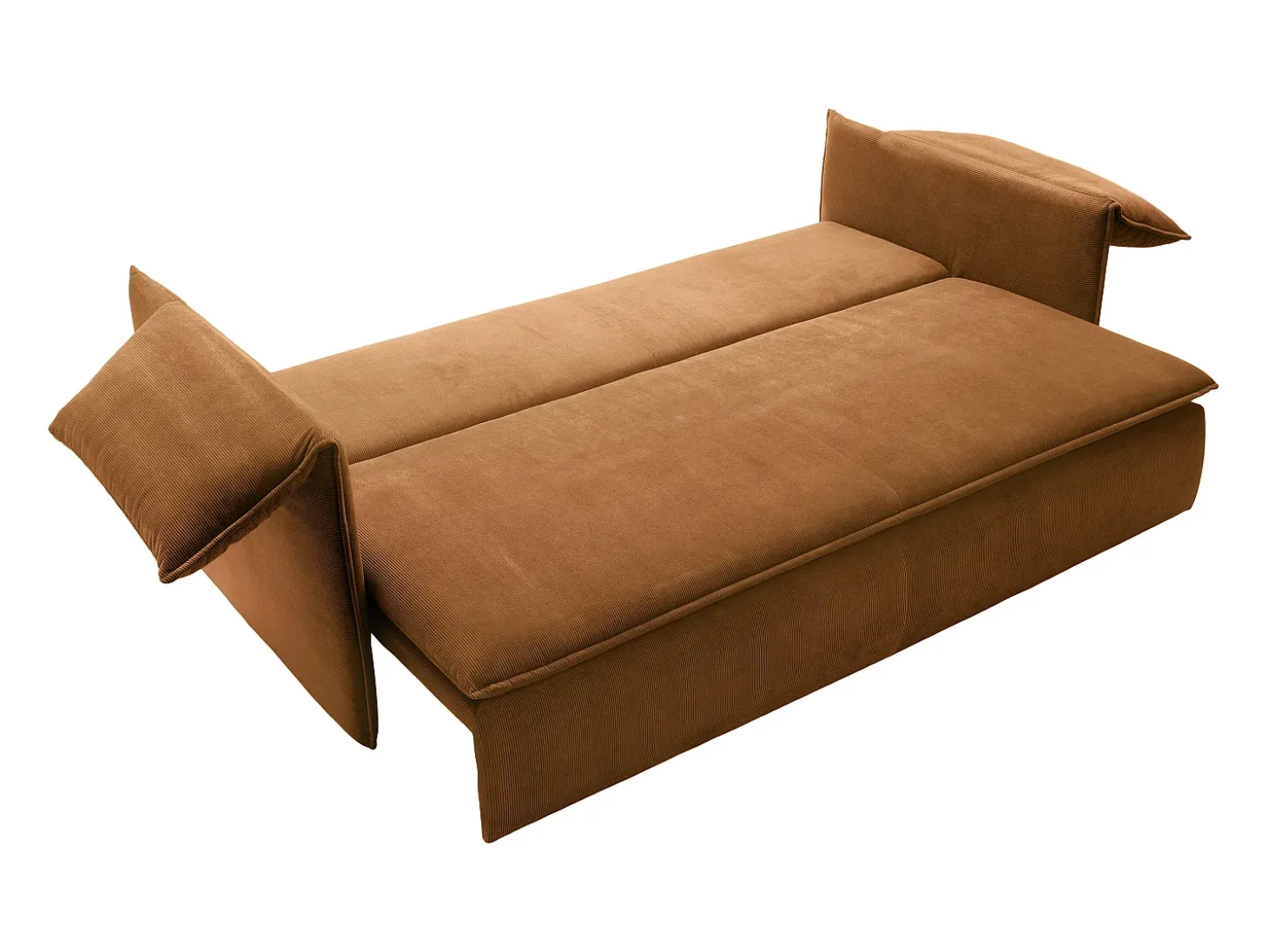 Sofá cama de 3 plazas de pana terracota TEODORA