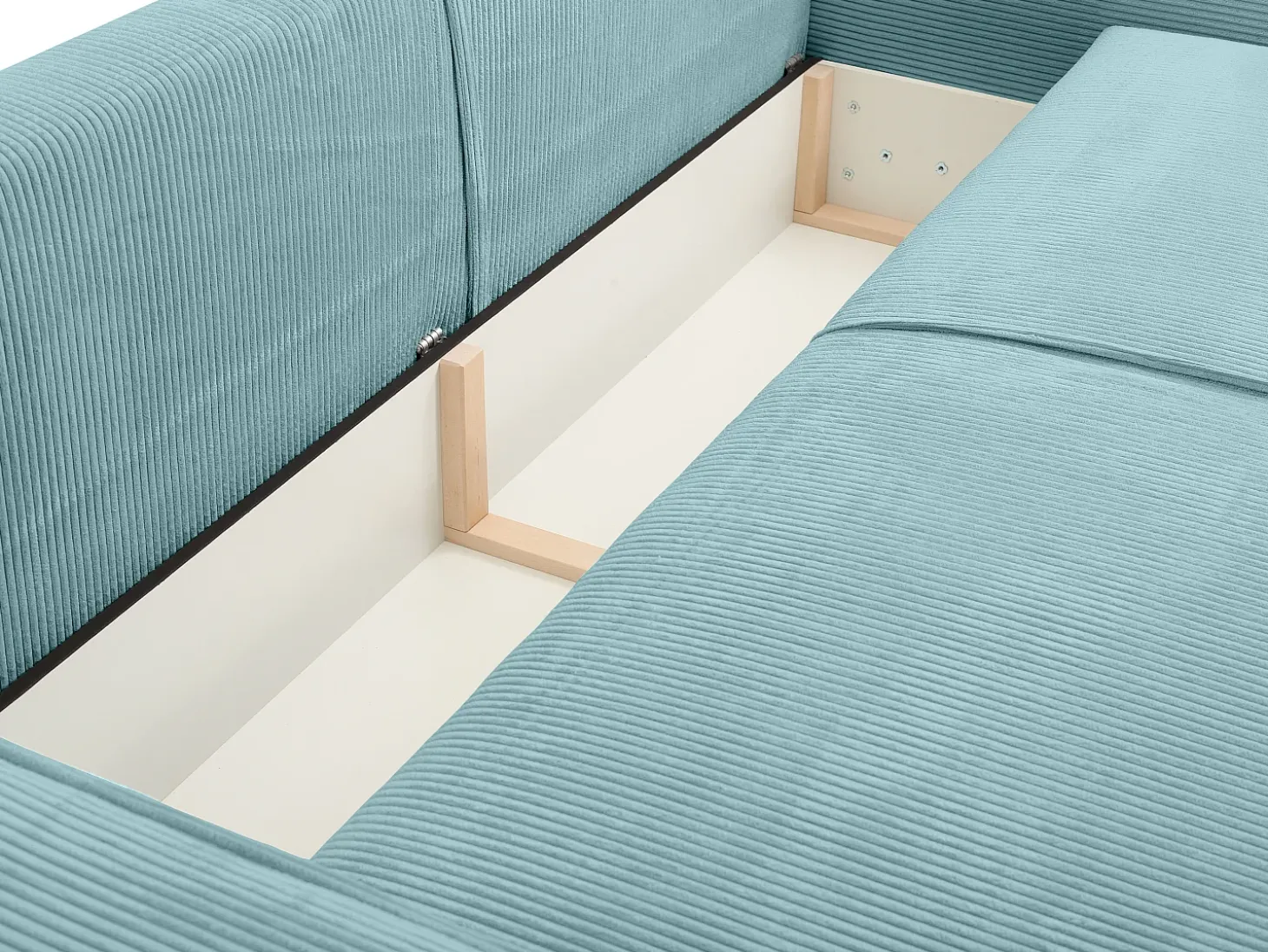 Sofá cama de 4 plazas de pana azul turquesa - AMELIA