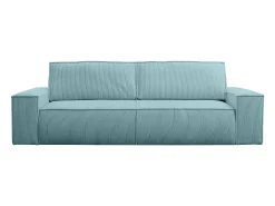 Sofá cama de 4 plazas de pana azul turquesa - AMELIA