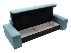 Sofá cama de 4 plazas de pana azul turquesa - AMELIA