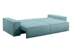 Sofá cama de 4 plazas de pana azul turquesa - AMELIA