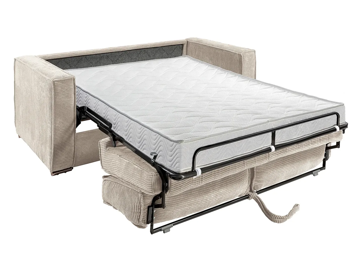 Sofá cama de 3 plazas de pana amarillo mostaza 140 cm 14 cm LORETO