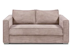 Sofá cama de 3 plazas de pana rosa - 140 cm - Colchón de 14 cm LORETO