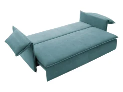 Sofá cama de 3 plazas de pana azul TEODORA