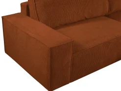 Sofá cama de 4 plazas de pana terracota AMELIA