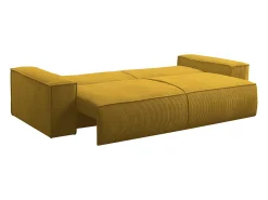 Sofá cama de 4 plazas de pana amarillo AMELIA