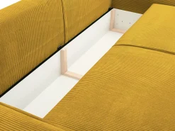 Sofá cama de 4 plazas de pana amarillo AMELIA