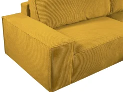 Sofá cama de 4 plazas de pana amarillo AMELIA