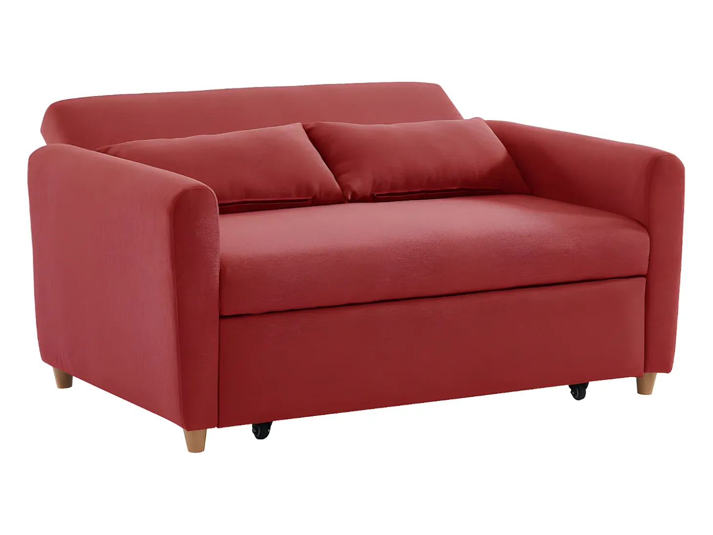 Sofá cama de 2 plazas de tela rojo AYLA