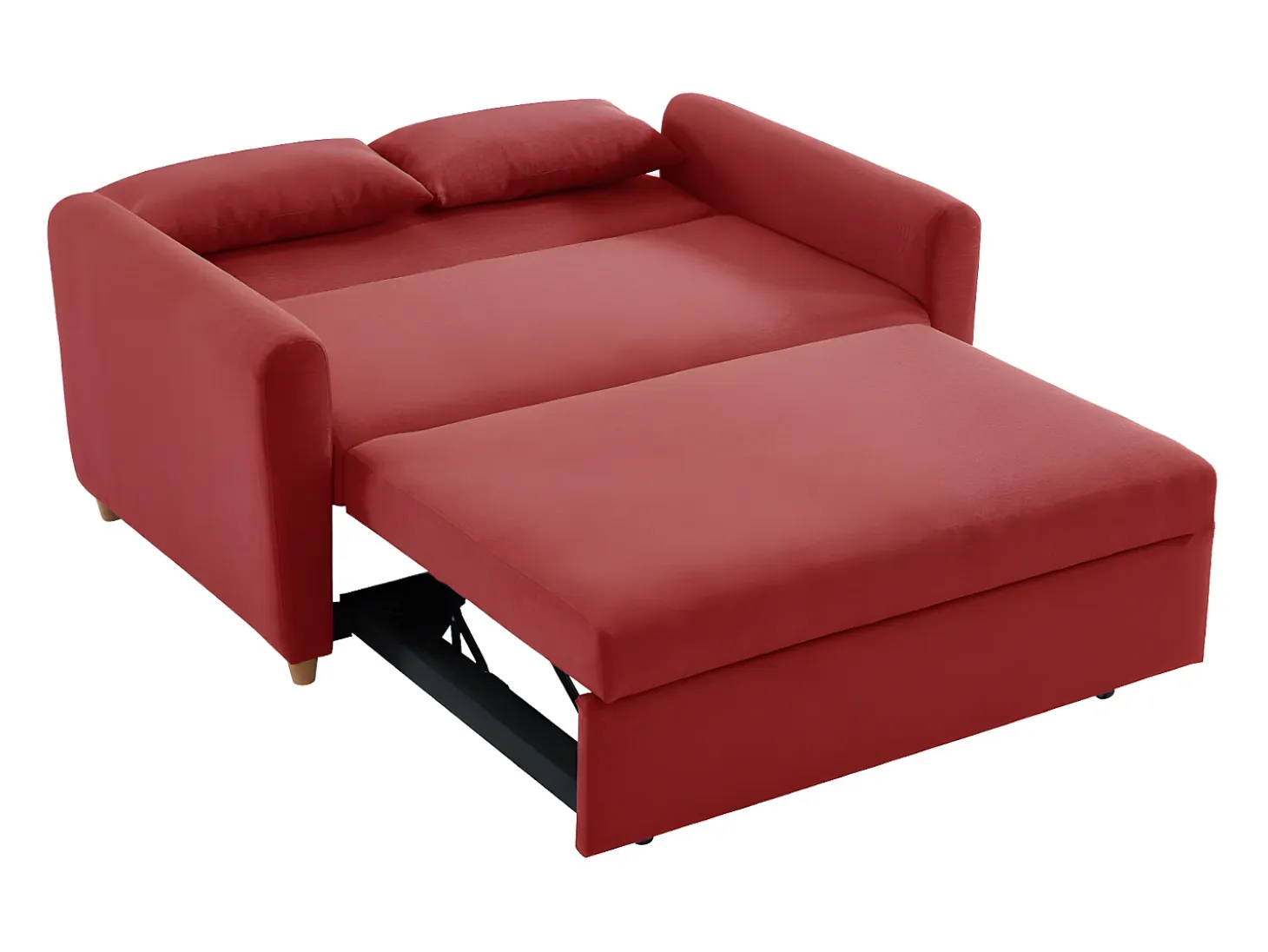 Sofá cama de 2 plazas de tela rojo AYLA