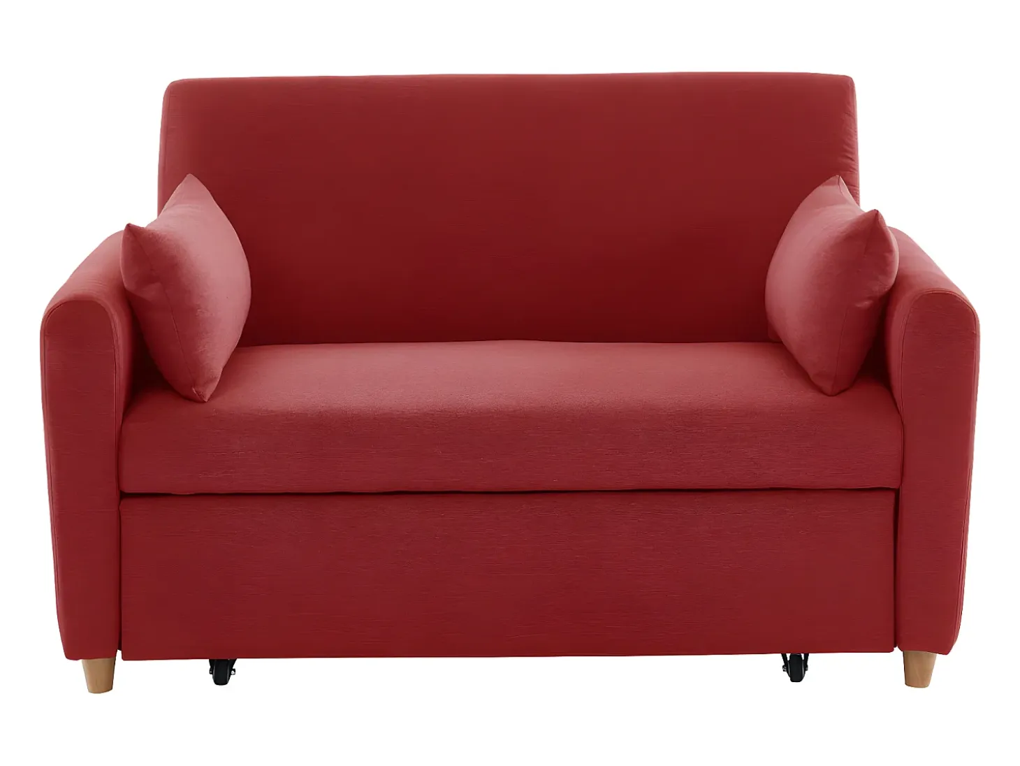 Sofá cama de 2 plazas de tela rojo AYLA