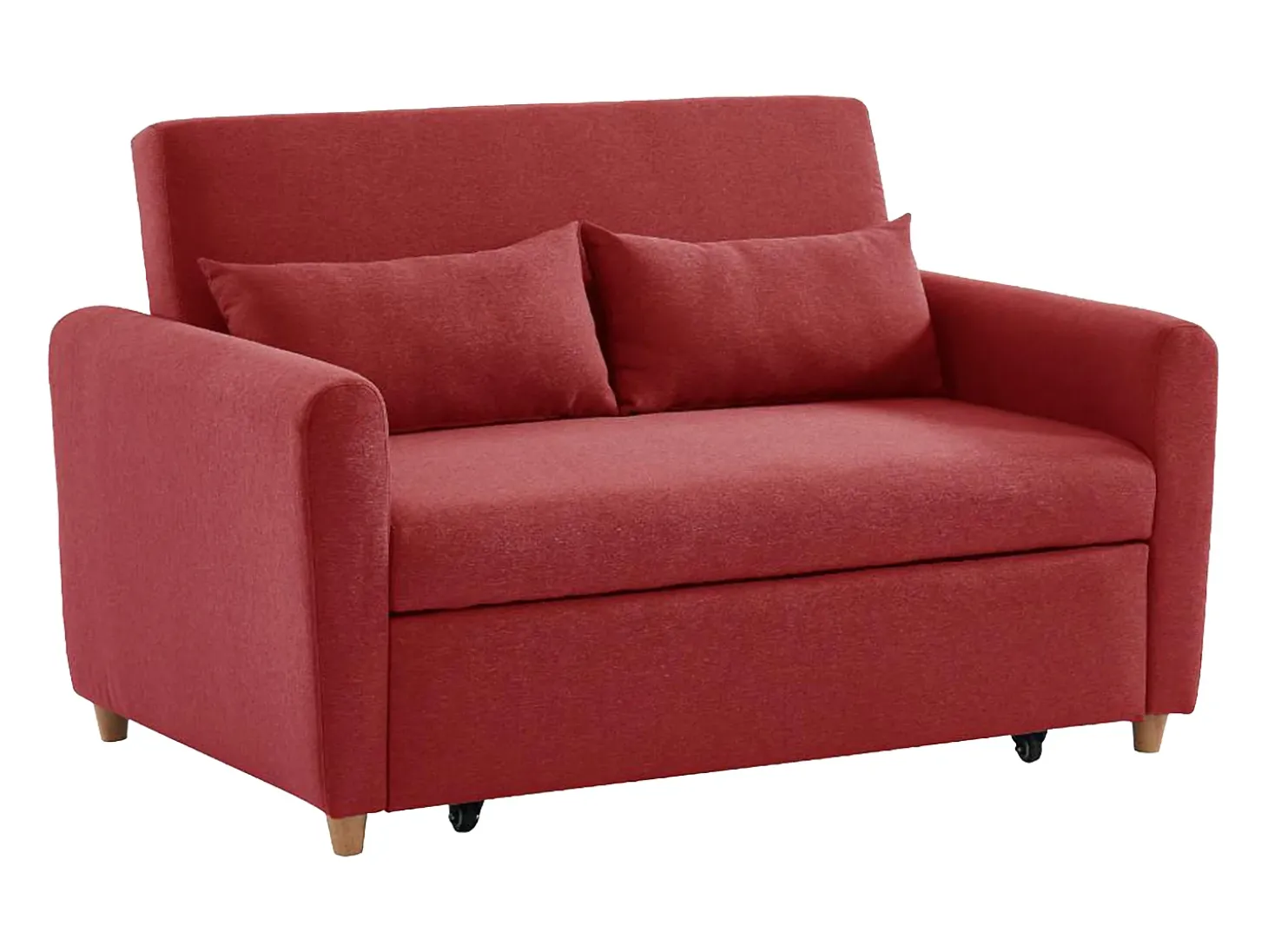 Sofá cama de 2 plazas de tela rojo AYLA