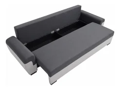 Sofá cama de 3 plazas de tela antracita y gris claro GABY II