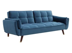Sofá cama de 3 plazas de terciopelo azul GULCAN
