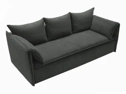 Sofá cama de 3 plazas de terciopelo gris oscuro acanalado TEODORA