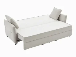 Sofá cama de 3 plazas de tela beige con asiento de espuma viscoelástica SITALA