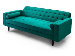 Sofá cama de 3 plazas de 100x210x89 cm de terciopelo en color verde y patas negras Green