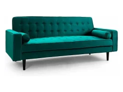 Sofá cama de 3 plazas de 100x210x89 cm de terciopelo en color verde y patas negras Green