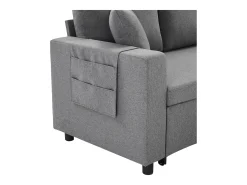 Sofá cama de 3 plazas en L con función de dormir - Chaise longue con almacenaje - Lino gris oscuro