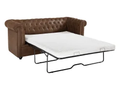 Sofá cama de 3 plazas en microfibra con aspecto de cuero envejecido CHESTERFIELD