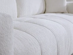 Sofá cama de 4 plazas en tela bouclé beige colchón de 16 cm ISSORO