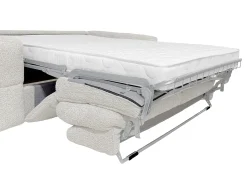Sofá cama de 4 plazas en tela bouclé beige colchón de 16 cm ISSORO