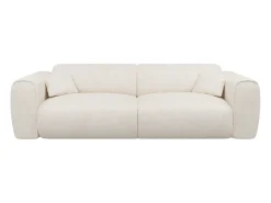 Sofá cama de 4 plazas en tela texturizada beige POGNIA