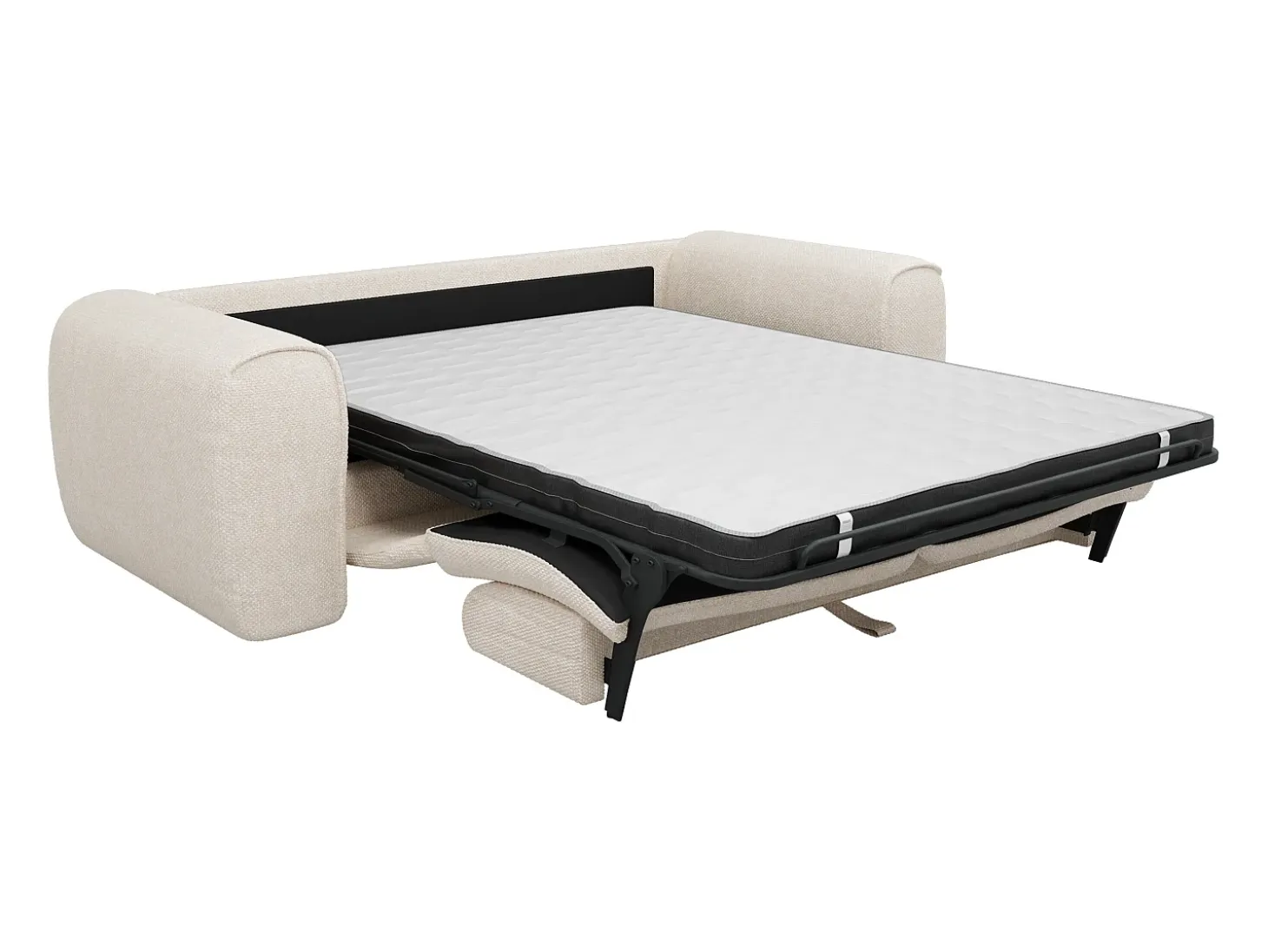 Sofá cama de 3 plazas en tela texturizada beige POGNIA