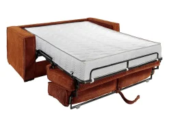 Sofá cama de 4 plazas exprés de pana terracota - 160 cm - 22 cm LORETO