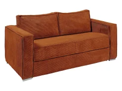 Sofá cama de 4 plazas exprés de pana terracota - 160 cm - 22 cm LORETO