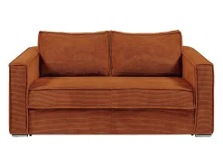 Sofá cama de 4 plazas exprés de pana terracota - 160 cm - 18 cm LORETO