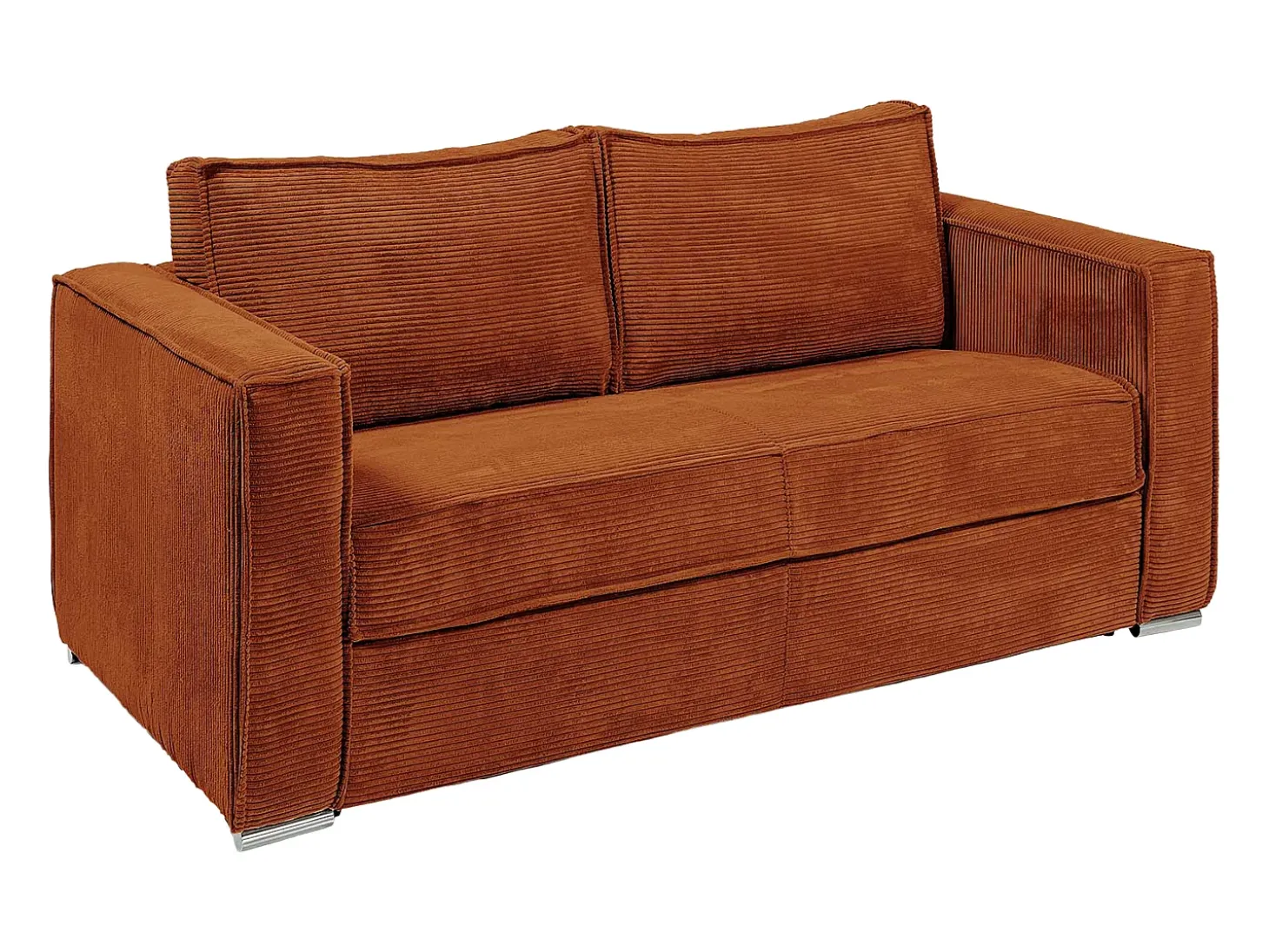 Sofá cama de 4 plazas exprés de pana terracota - 160 cm - 18 cm LORETO