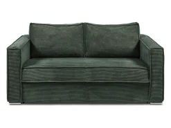Sofá cama de 4 plazas exprés terciopelo acanalado verde abeto asiento viscoelástico 18 cm LORETO