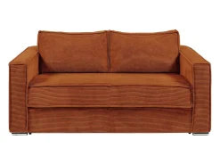 Sofá cama de 4 plazas exprés terciopelo acanalado terracota lamas anchas - 22 cm LORETO