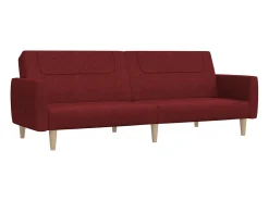 Sofá cama de 2 plazas tela rojo tinto