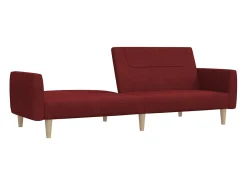 Sofá cama de 2 plazas tela rojo tinto